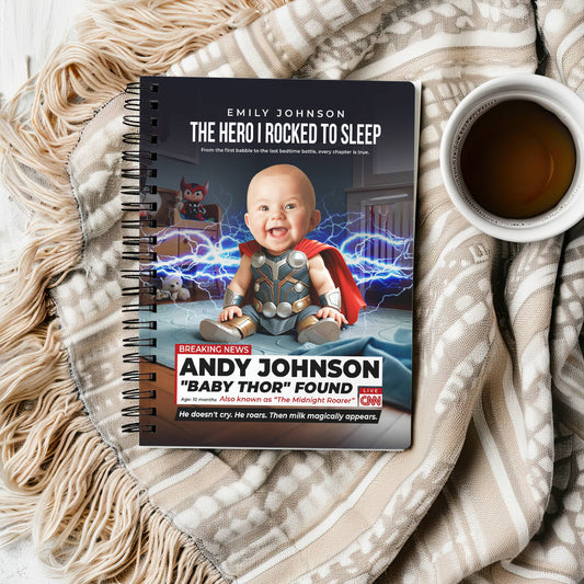 Personalized Baby Thor Notebook – Custom Superhero Baby Journal with Photo & Name