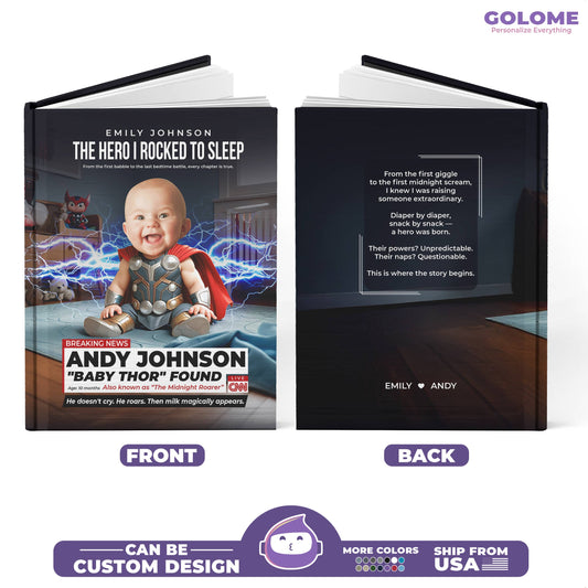 Personalized Baby Thor Notebook – Custom Superhero Baby Journal with Photo & Name