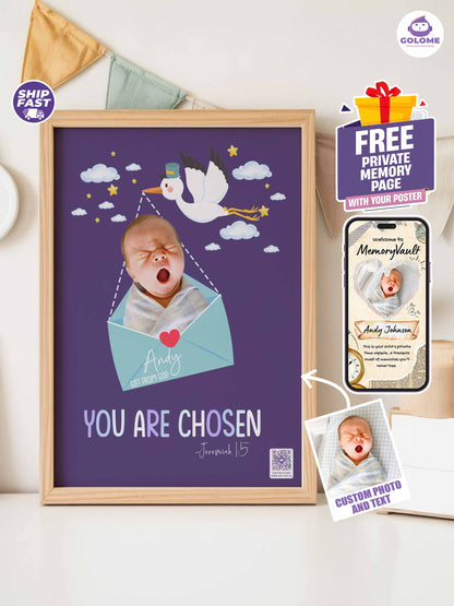 Personalized Baby Poster – “You Are Chosen” Christian Nursery Wall Art with Custom Photo