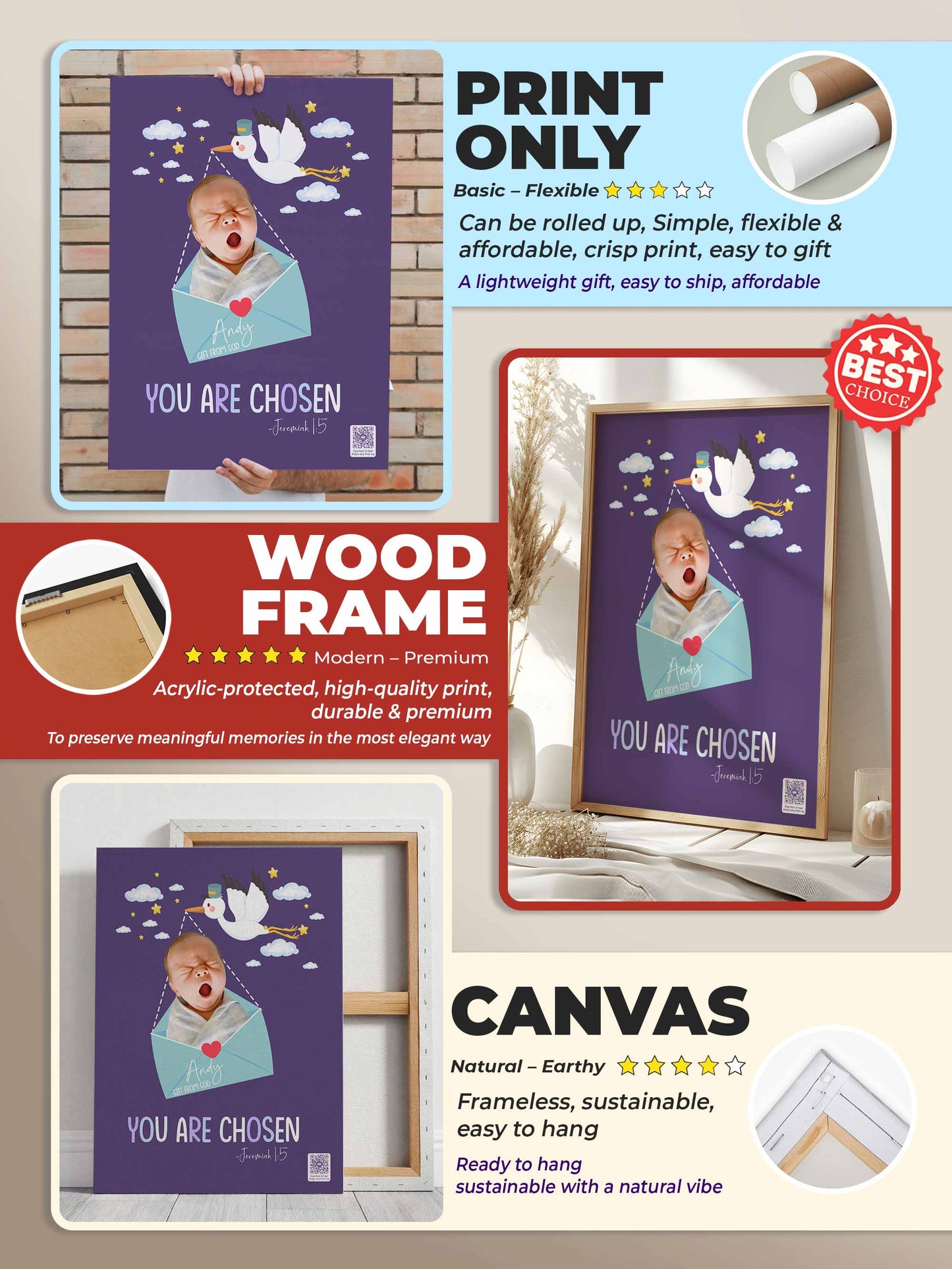 Personalized Baby Poster – “You Are Chosen” Christian Nursery Wall Art with Custom Photo