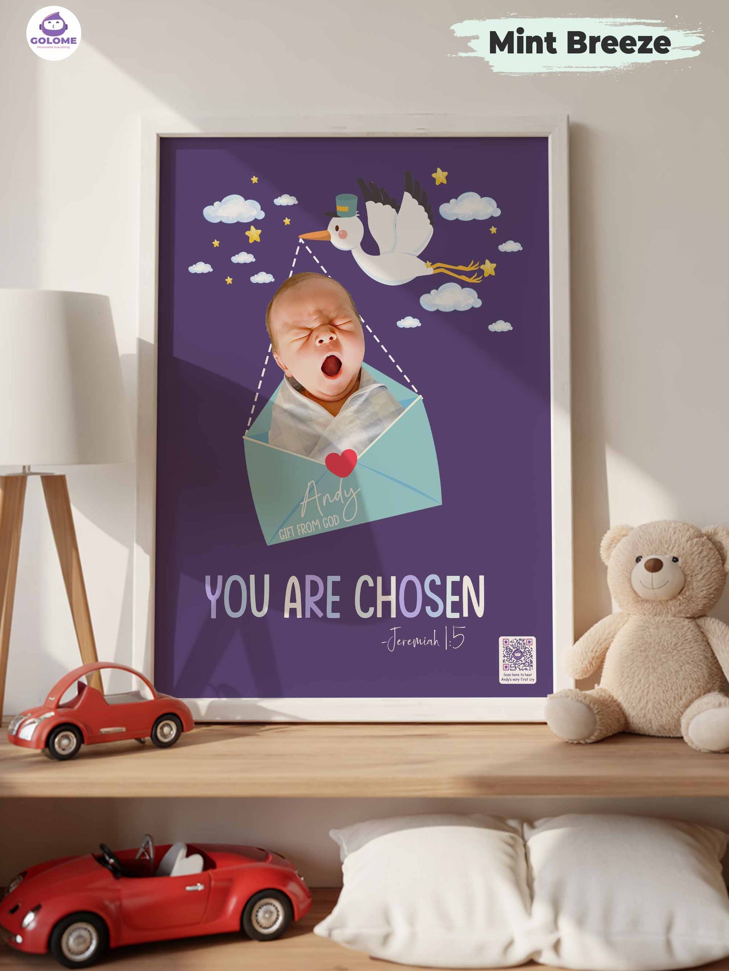 Personalized Baby Poster – “You Are Chosen” Christian Nursery Wall Art with Custom Photo