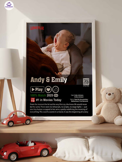 Baby Movie Poster – Custom Photo & Text – Funny Loveflix Style Canvas or Print